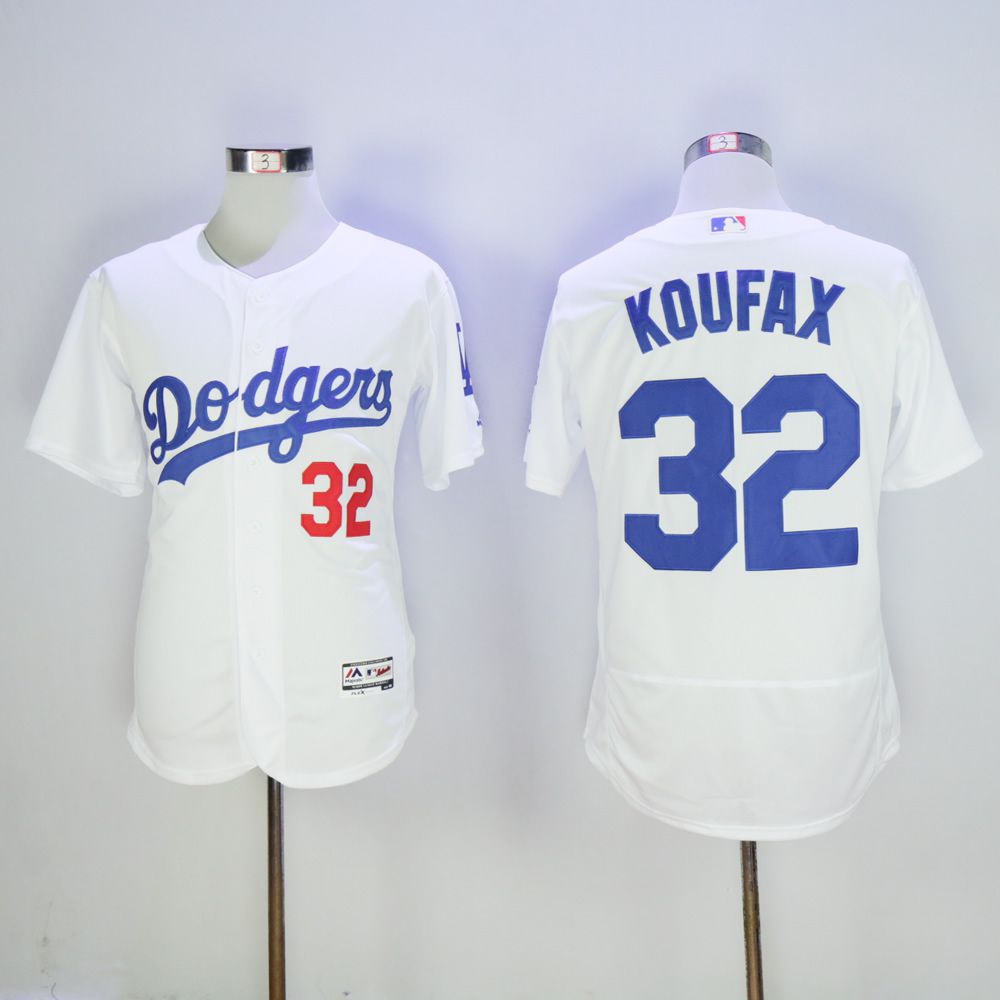 Men Los Angeles Dodgers 32 Koufax White Throwback MLB Jerseys